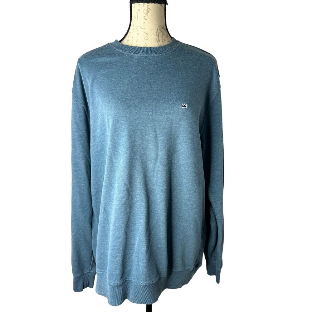 Crown & Ivy Mens XL Crewneck Fleece Sweatshirt Blue